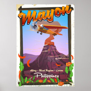 Mayon-vulkaan filippijnen avonturenposter poster