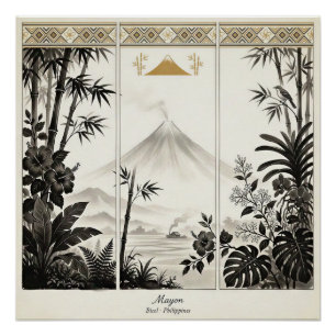 Mayon Vulkan Triptiek Wandkunst Perfect Poster