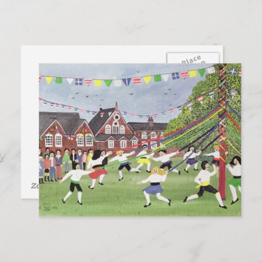 Maypole Dancing 1991 Briefkaart (Voorkant / Achterkant)