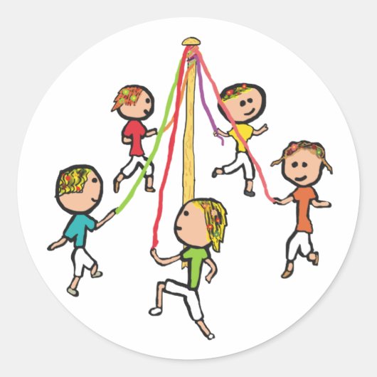 Maypole Dancing Ronde Sticker (Voorkant)