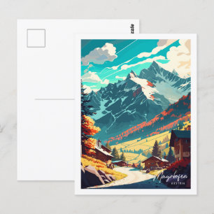 Mayrhofen Oostenrijk vintage reisillustratie Briefkaart