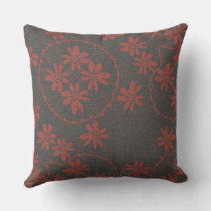 Maz Floral Bubbles Polka Dot Grijs Rood Kussen
