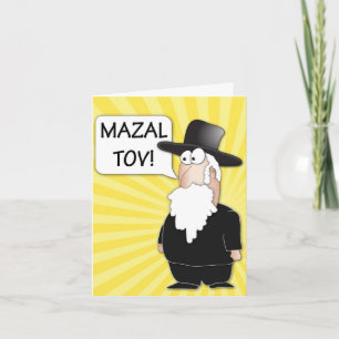 Mazal Tov Greeting Card - Jewish Rabbi cartoon Kaart