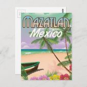 Mazatlan Beach Mexico Beach reisposter Briefkaart (Voorkant / Achterkant)