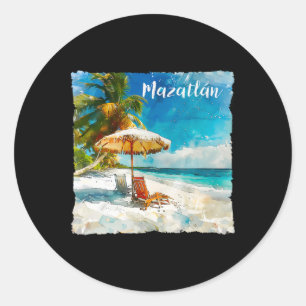 Mazatlan Mexico Mooie stranden Palmbomen Souve Ronde Sticker
