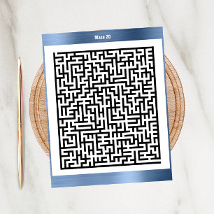 Maze Puzzle 20 Blue ActiviteitenKaarten Briefkaart