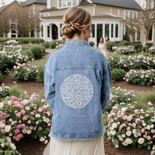 Maze Puzzle Riddle Denim Jas Denim Jacket (Huwelijk Achterkant)