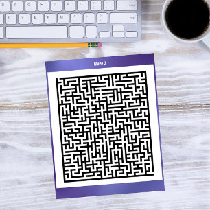 Maze Puzzle Three Paars   Activiteitenkaarten Briefkaart