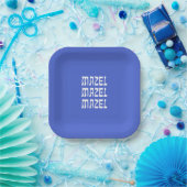 Mazel Mazel Mazel Hanukkah Blue Paper Bord (Feest)