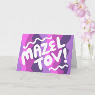 MAZEL TOV BAR BAT MITZVAH Aanpasbaar Modern Gegolf Kaart