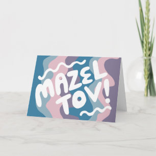 MAZEL TOV BAR BAT MITZVAH Aanpasbaar Modern Golven Kaart