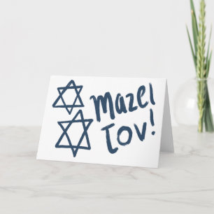 MAZEL TOV BAR BAT MITZVAH Aanpasbare Blauwe Verf Kaart