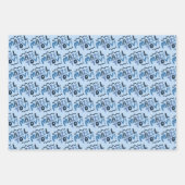 MAZEL TOV Bar Bat Mitzvah Handlettered Joods Blauw Inpakpapier Vel (Voorkant)