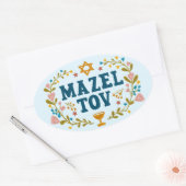 MAZEL TOV BAR BAT MITZVAH Joods aanpasbaar  Ovale Sticker (Envelop)