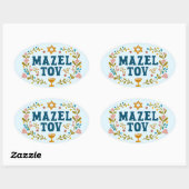 MAZEL TOV BAR BAT MITZVAH Joods aanpasbaar  Ovale Sticker (Vel)