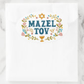 MAZEL TOV BAR BAT MITZVAH Joods  Ovale Sticker (Tas)