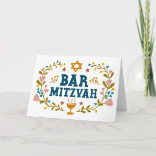 MAZEL TOV BAr MITZVAH Joodse Hand-getrokken Custom Kaart