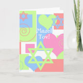 Mazel Tov!-Bat Mitzvah Kleurrijk Plezier Kaart (Voorkant)