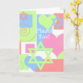 Mazel Tov!-Bat Mitzvah Kleurrijk Plezier Kaart (Gele Bloem)