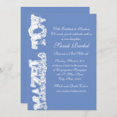 Mazel Tov Blue Invitation Kaart (Voorkant / Achterkant)