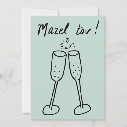 Mazel Tov Bruiloft Champagne Proost Schets Doodle (Voorkant)