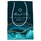 Mazel Tov Chic Blauwgroen Goud Gepersonaliseerde B Medium Cadeauzakje (Voorkant)