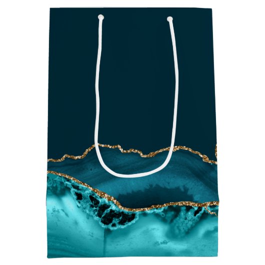 Mazel Tov Chic Blauwgroen Goud Gepersonaliseerde B Medium Cadeauzakje (Achterkant)