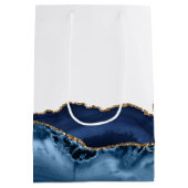 Mazel Tov Chic Blue Gold Gepersonaliseerde vleermu Medium Cadeauzakje (Achterkant)