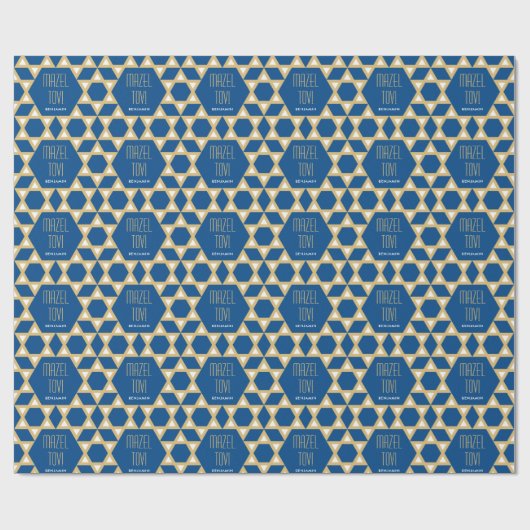 Mazel Tov Custom Groet Ster van David Pattern Cadeaupapier (Vlak)