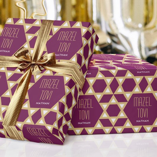 Mazel Tov Custom Groet Ster van David Pattern Cadeaupapier