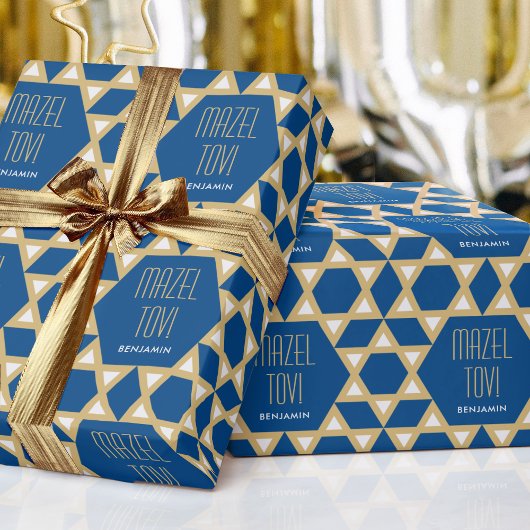 Mazel Tov Custom Groet Ster van David Pattern Cadeaupapier