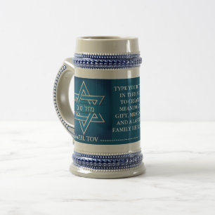 Mazel Tov (Geluk) Joods Israëlisch Gepersonalisee Bierpul