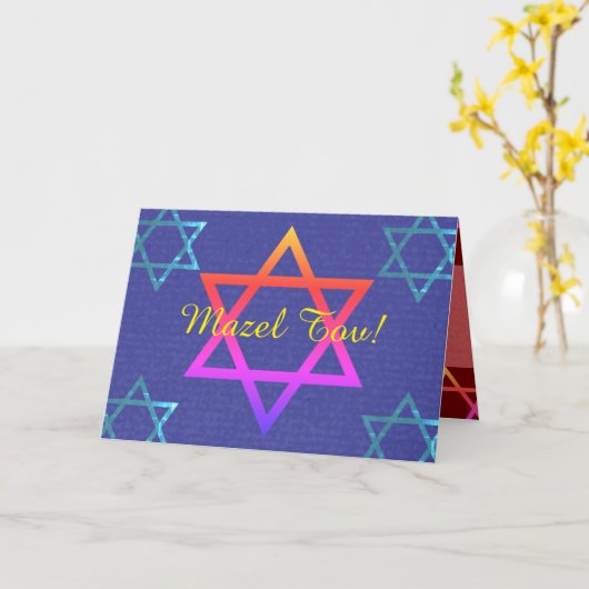 Mazel Tov gevouwen Wenskaart Kaart (Gele Bloem)