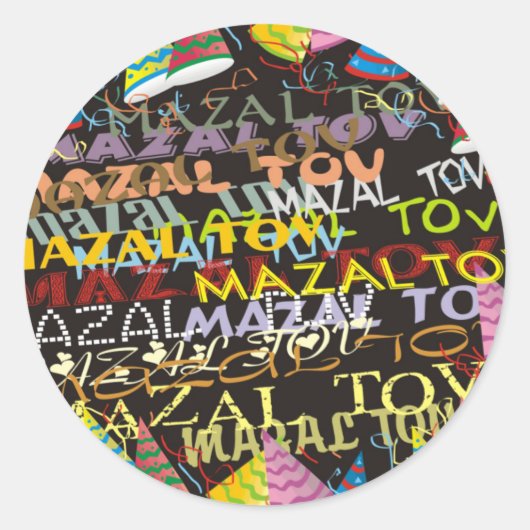 Mazel Tov Ronde Sticker (Voorkant)