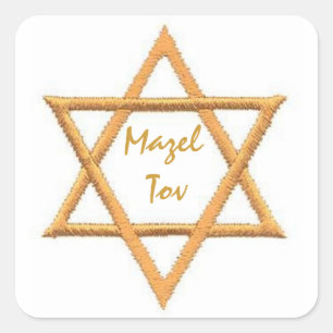 Mazel Tov/Star van David Vierkante Sticker