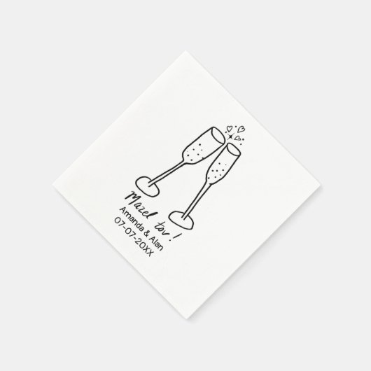 Mazel Tov Wedding Champagne Cheers Sketch CUSTOM Servet (Hoek)