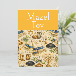 Mazel Tov wenskaart, Rustieke Judaica esthetiek Kaart
