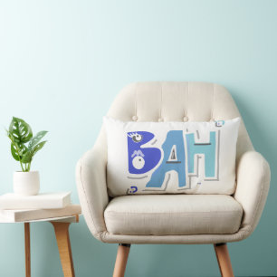 Mazipoodles Bah Humbug Blauw Gradiënt Wit Kussen