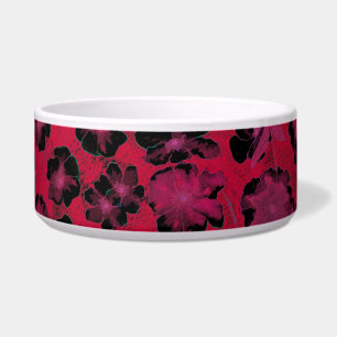 Mazipoodles Botanische Tuin - Stoffig Rood Zwart Voerbakje