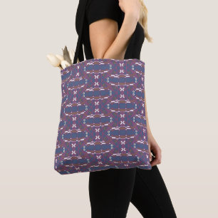 Mazipoodles Leapfrog - Blauw Magenta Bruin Wit Draagtas