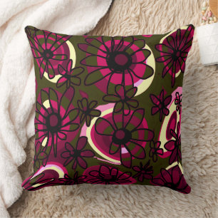 Mazipoodles Liefde Bloemen - Groen Magenta Roze 4 Kussen