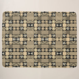 Mazipoodles Patchwork Quilt 2 Sepia Sherpa Deken