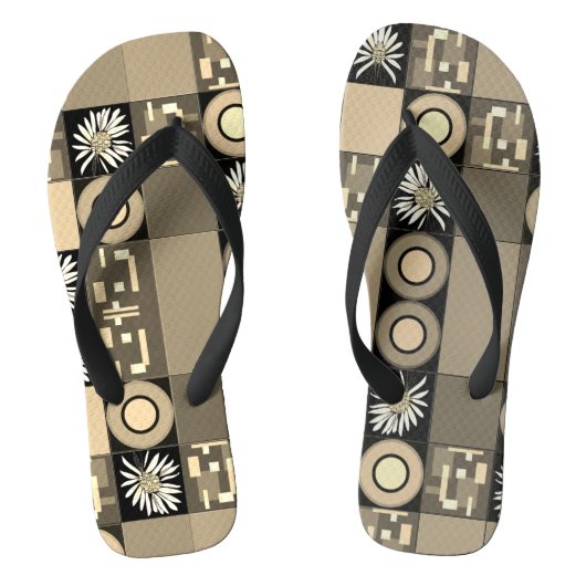 Mazipoodles Patchwork Quilt 2 Sepia Teenslippers (Voetbed)