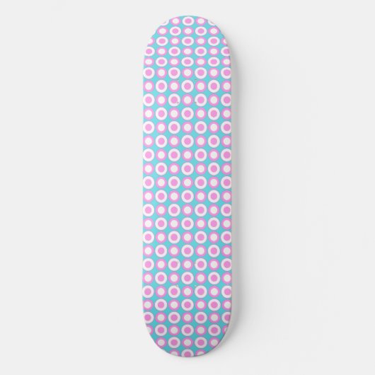 Mazipoodles Polka Dot Donuts - Blauw Roze Wit Skateboard (Voorkant)
