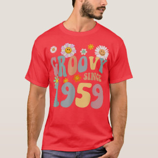 mb Groovy Since 1959 Retro Hippie Flower 63rd Birt T-shirt