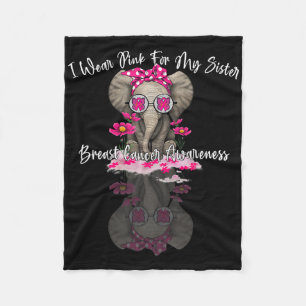 MB Ik Draag roze voor mijn zus olifant borstkanker Fleece Deken