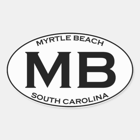 MB - Myrtle Beach, Zuid-Carolina Ovale Sticker (Voorkant)