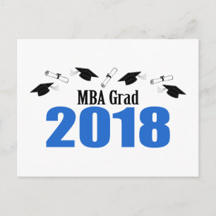 MBA Afstudeerder 2018 Briefkaart Uitnodigen (Blue 