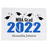 MBA Afstudeerder 2022 Afstuderen Gift Bag (Blauw) Groot Cadeauzakje (Achterkant)