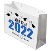 MBA Afstudeerder 2022 Afstuderen Gift Bag (Blauw) Groot Cadeauzakje (Achterkant Gekanteld)